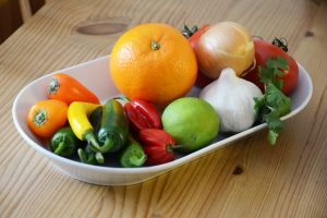 Obst und Gemüse für Mole Poblano